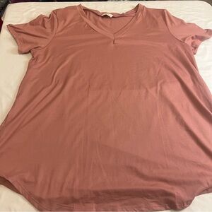 V-Neck Short Sleeve Women’s Top - Dusty Rose 2XL
